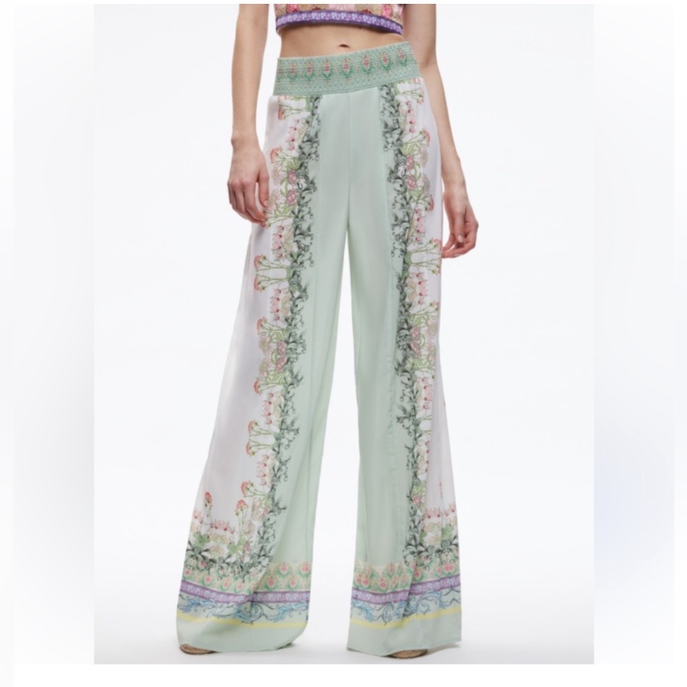 Alice and Olivia Smocked Back Ceresi Top XSmall & Palazzo Pants Small $708 - Picture 5 of 12